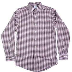 Brooks Brothers Men's Wine Red and White Gingham 346 Slim Fit Button Down Shirt